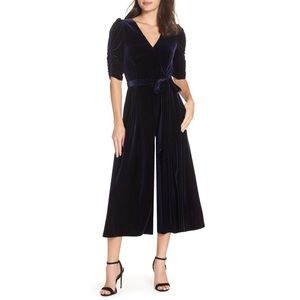 🌠Chelsea28 Navy Velvet Culotte Jumpsuit